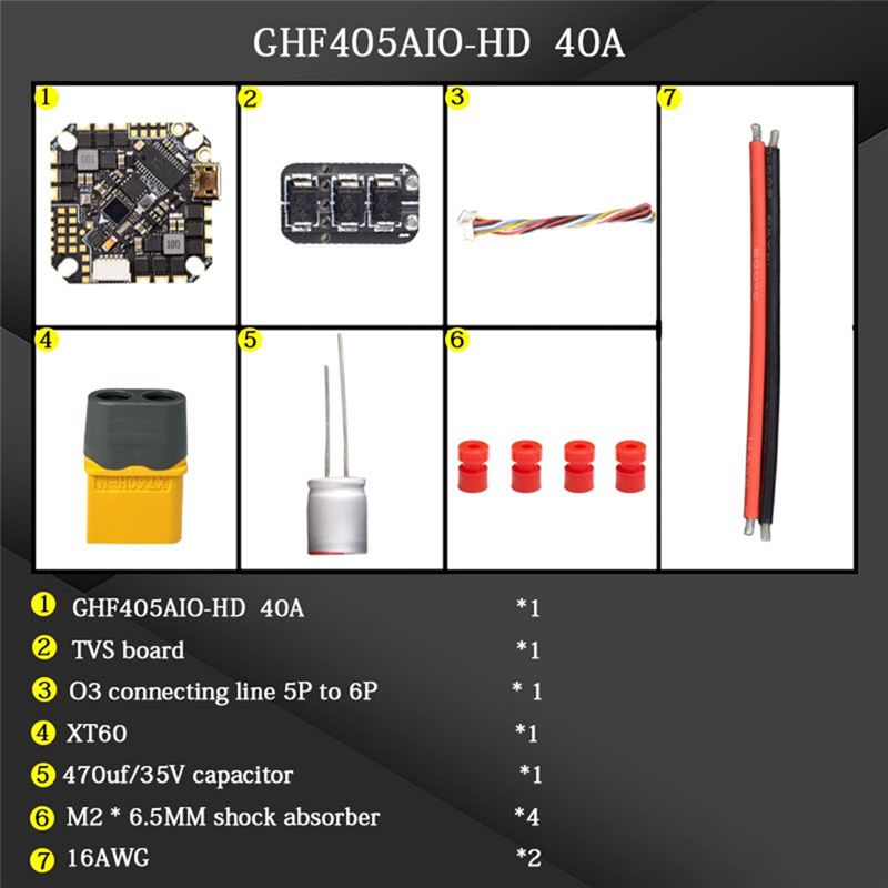 Fpv Drone Esc - ABTI-GHF405AIO-HD 40A AIO 플라이트 컨트롤러, F405,